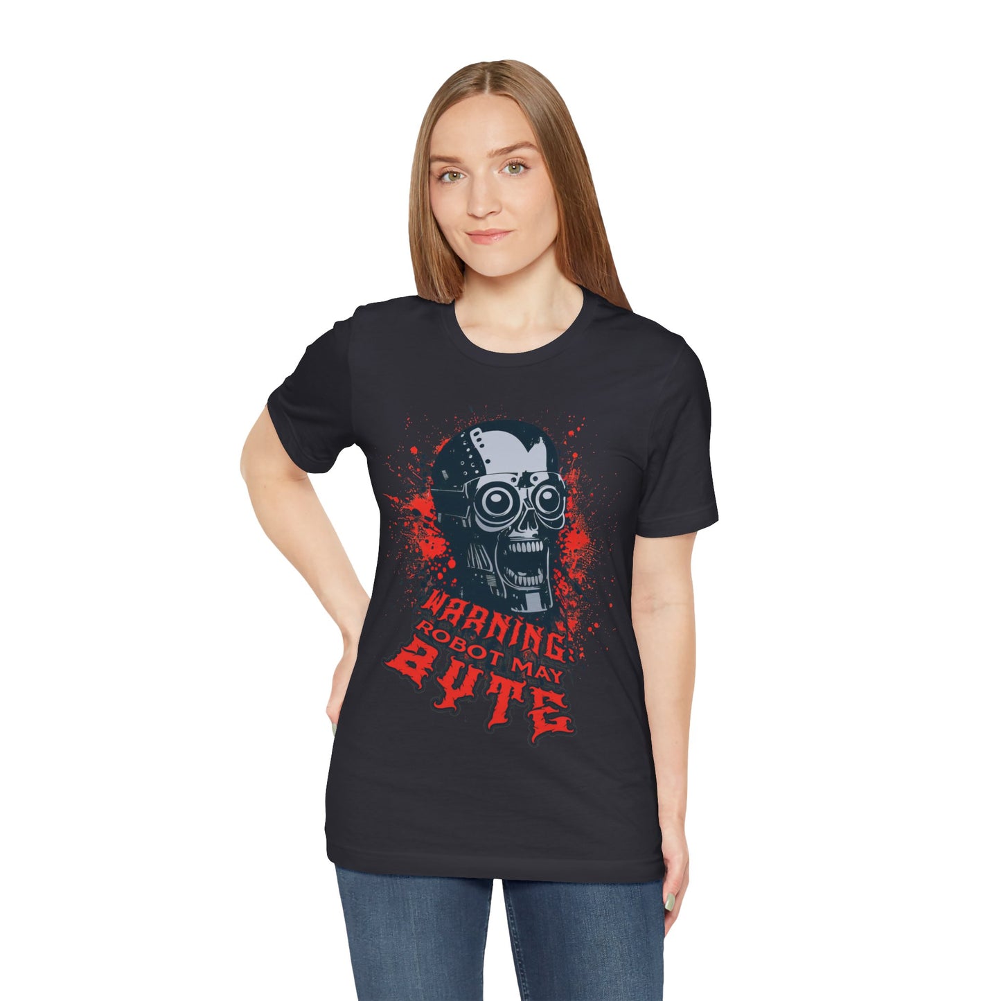 Warning: Robot May Byte - Horror T-Shirt by Stichas T-Shirt Company