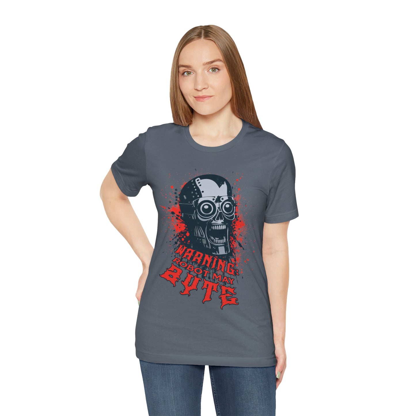 Warning: Robot May Byte - Horror T-Shirt by Stichas T-Shirt Company