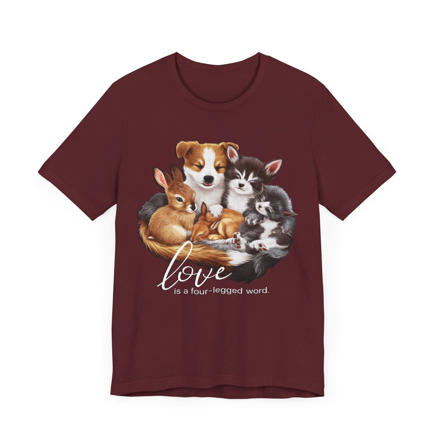 Love is a Four-Legged Word – Heartwarming Animal Lover T-Shirt by Stichas T-Shirt Company