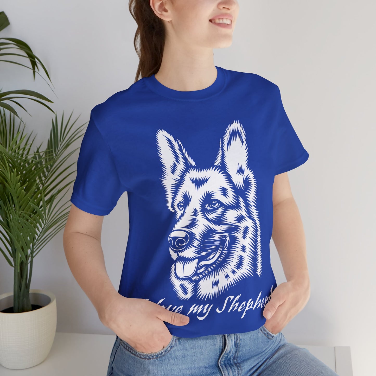 I Love My Shepherd - Short Sleeve Tee with German Shepherd