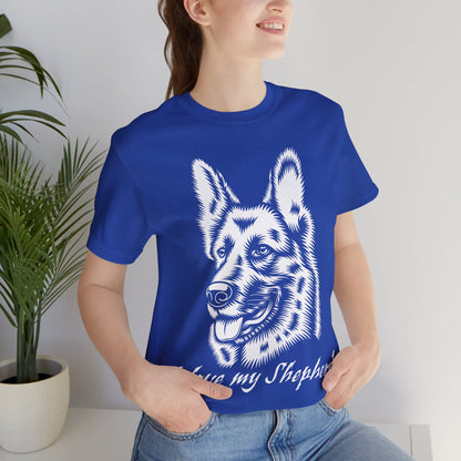 I Love My Shepherd - Short Sleeve Tee with German Shepherd