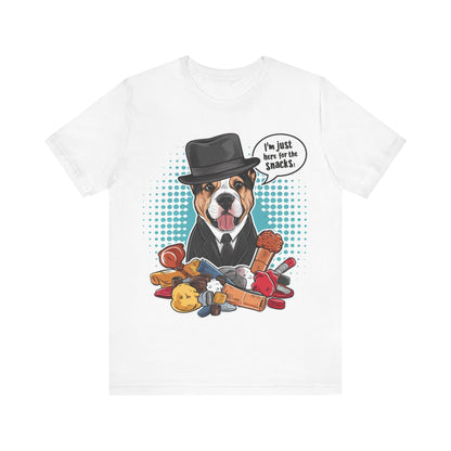 I’m Just Here for the Snacks – Dog Lover T-Shirt by Stichas T-Shirt Company