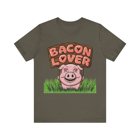 Bacon Lover Pig T-Shirt - Funny Animal Graphic Tee by Stichas T-Shirt Company