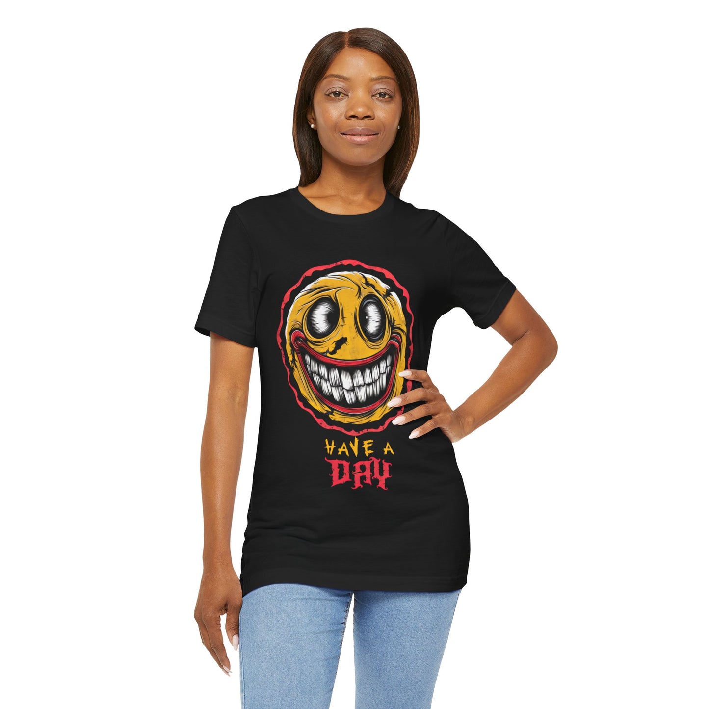 Crazy Smiley Face Have a Day - Funny T-Shirt by Stichas T-Shirt Company