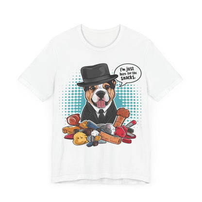 I’m Just Here for the Snacks – Dog Lover T-Shirt by Stichas T-Shirt Company