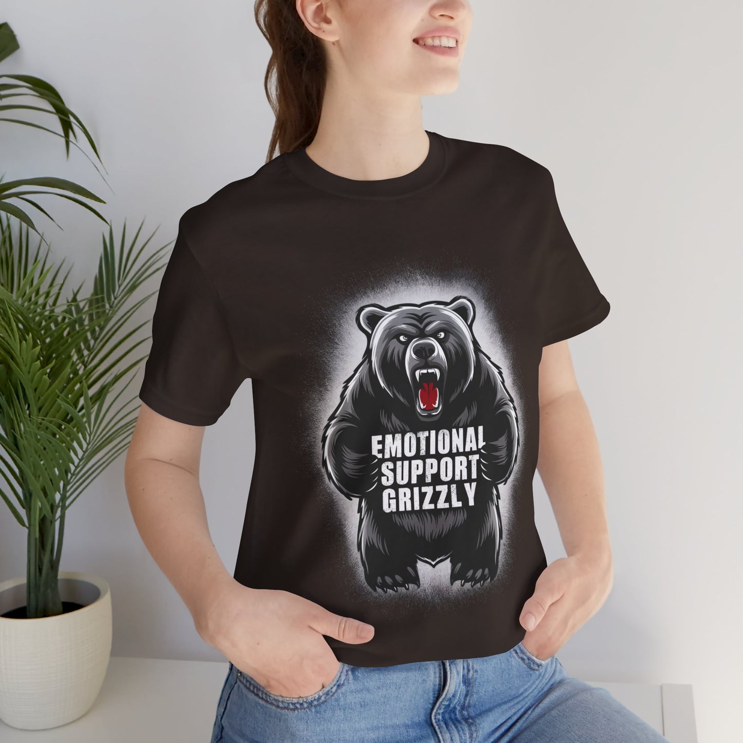 Emotional Support Grizzly - Funny - T-Shirt by Stichas T-Shirt Company