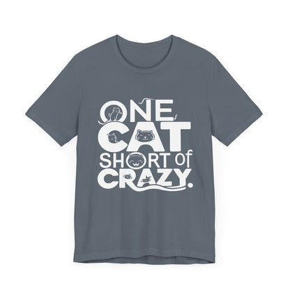 One Cat Short of Crazy - Funny Cat Lover T-Shirt by Stichas T-Shirt Company