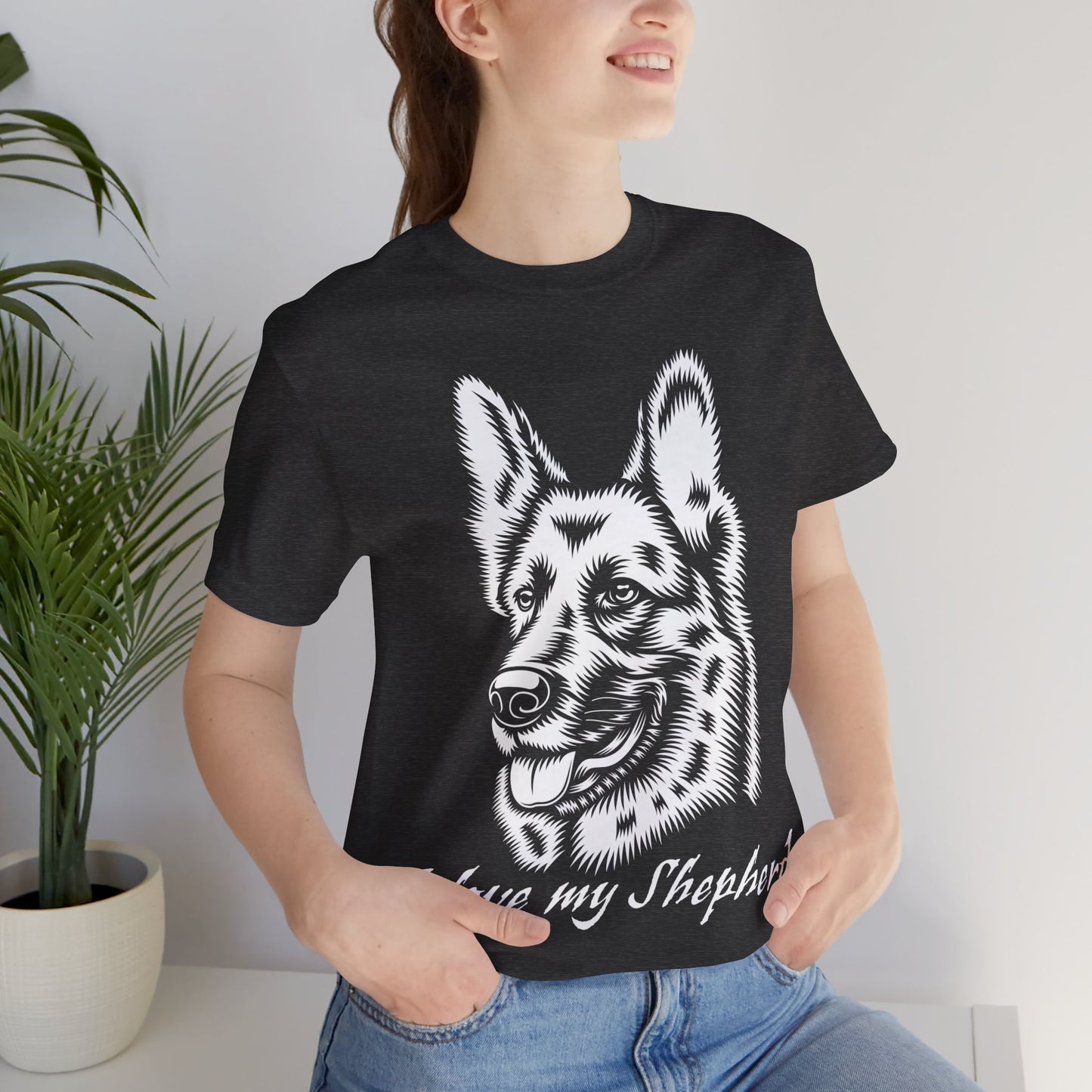 I Love My Shepherd - Short Sleeve Tee with German Shepherd