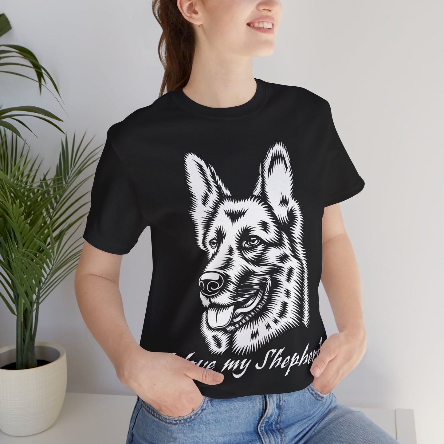 I Love My Shepherd - Short Sleeve Tee with German Shepherd