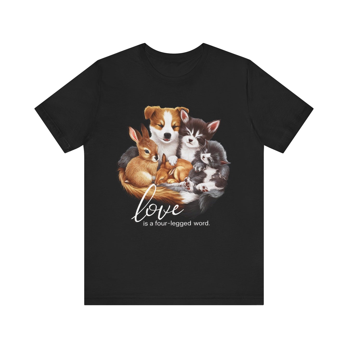 Love is a Four-Legged Word – Heartwarming Animal Lover T-Shirt by Stichas T-Shirt Company