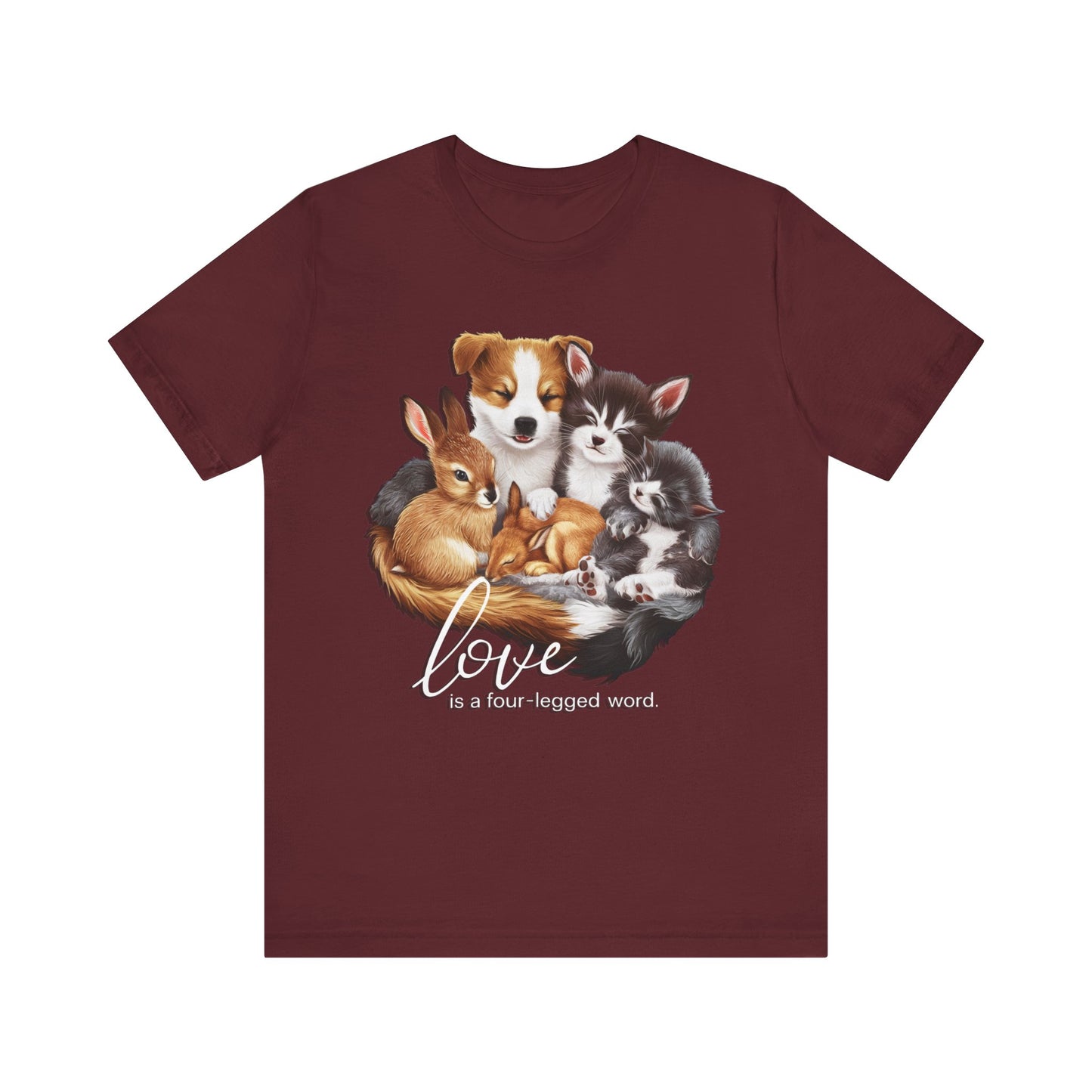 Love is a Four-Legged Word – Heartwarming Animal Lover T-Shirt by Stichas T-Shirt Company