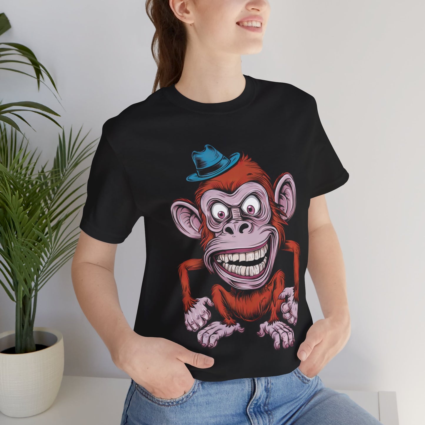 Crazy Monkey in a Hat - Funny - T-Shirt by Stichas T-Shirt Company